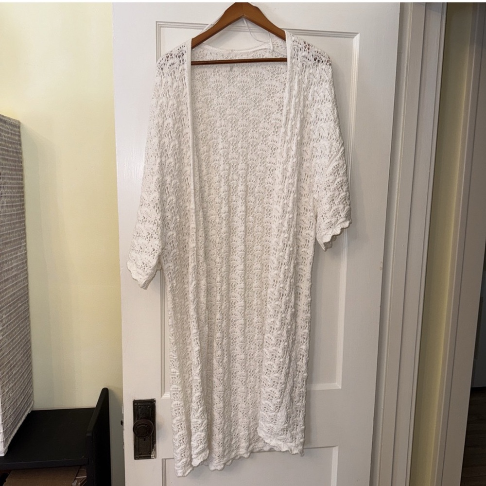 White Crochet Knit Cardigan NWT